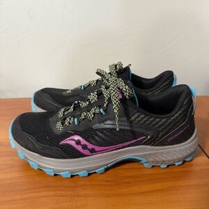 Saucony Women’s Excusrion TR15 Black Purple Trail‎ Running Gym Workout Shoe 10